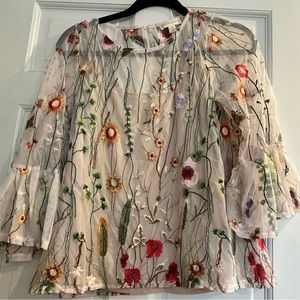 Womens mesh quarter sleeve top